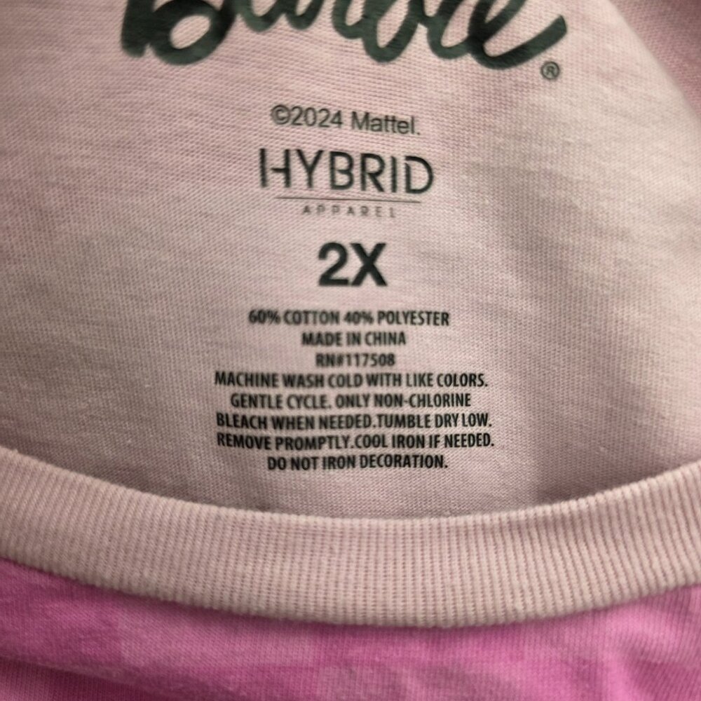 BARBIE CALIFORNIA T-SHIRT pink 80s race car checkered BIG LOGO FRONT BACK 2XL - Picture 4 of 7